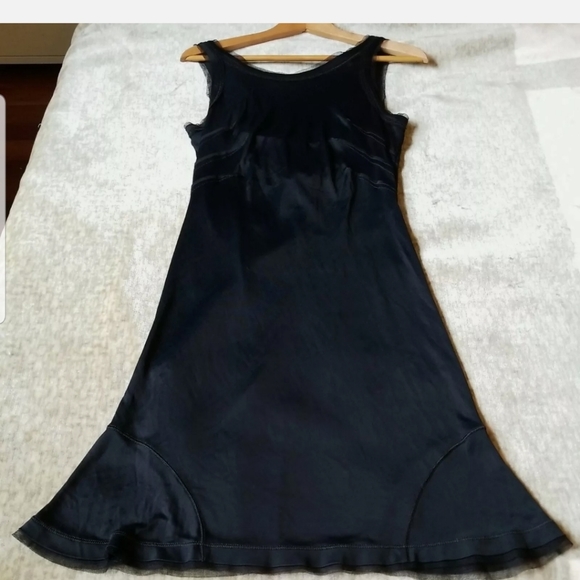 Roberta Scarpa Women's Black Party Cocktail Slip Dress Lace Beads Size US12 46 M - Picture 1 of 13